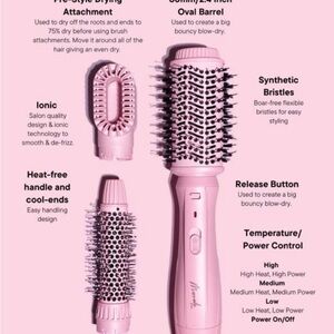 Mermade Hair Interchangeable Blow Dry Brush with 3 attachments, Award winner,NEW